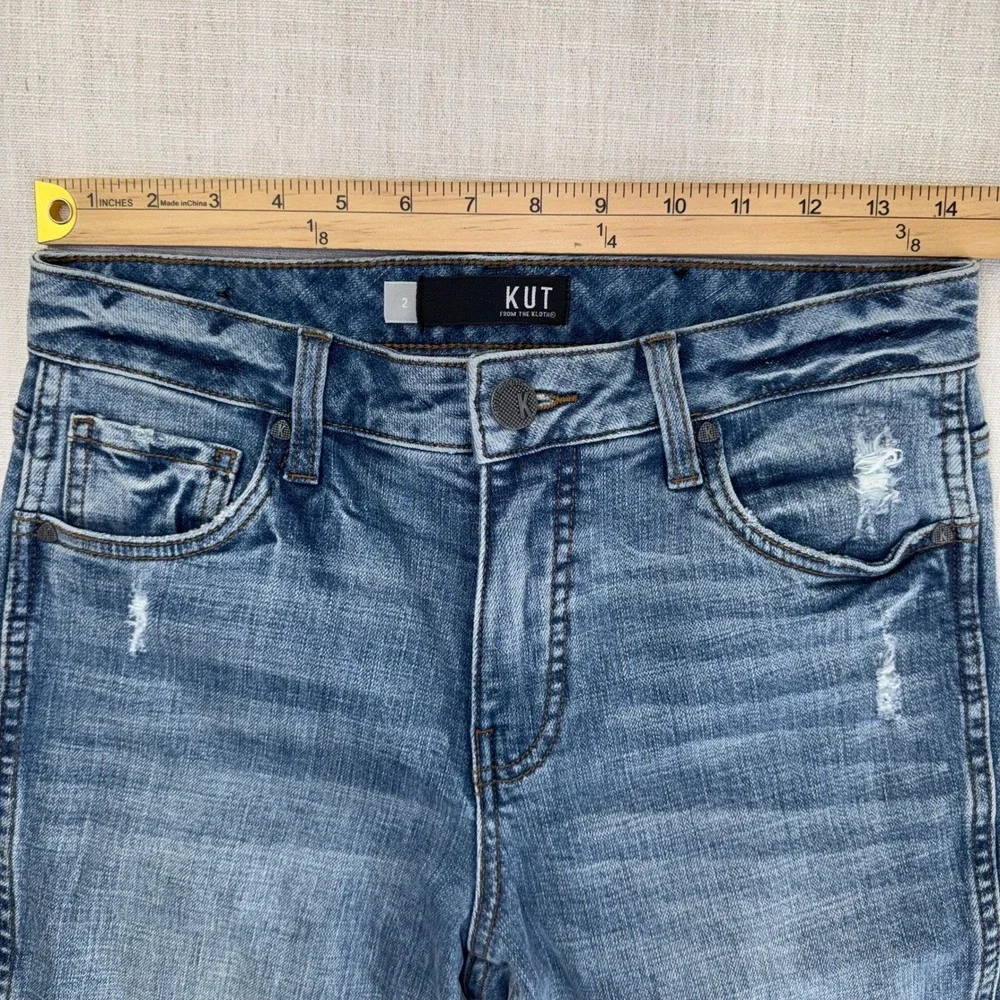Kut from the Kloth Catherine Fab Ab Boyfriend Jeans Womens 2 Distresed Cuffed
